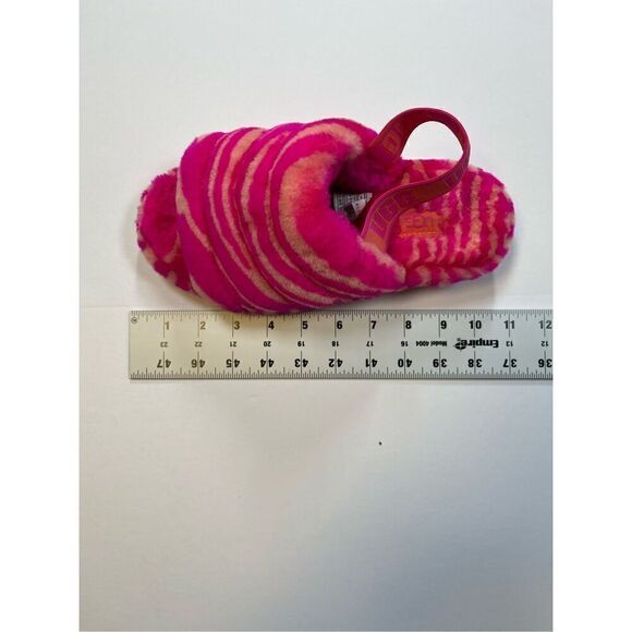 UGG Fluff Yeah Slide Zebra Rock Rose Pink Slingback Slipper Sandal Size US 6 EUC - Picture 10 of 12
